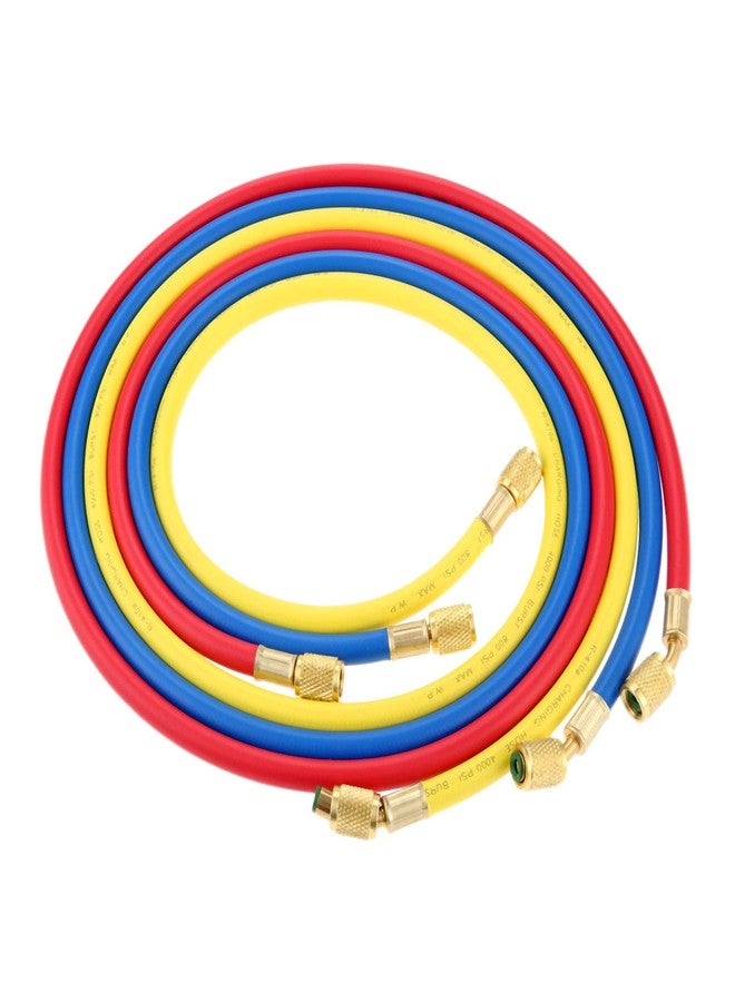 gohantee خراطيم شحن غاز التبريد R410A، طقم خراطيم شحن R410A بطول 70 بوصة لأنظمة التكييف والتهوية، مزود بوصلات ذكر وأنثى قياس 1/4 بوصة، يتحمل ضغط تشغيل 800 رطل لكل بوصة مربعة، مناسب لصيانة أنظمة التكييف R410A وR22 وR134A وR12 وR502 - Image 1